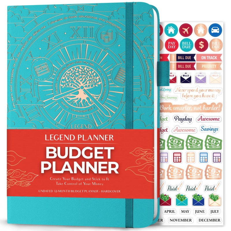 Legend Planner Legend Budget Planner â€“ Financial Organizer Book. Money Account & Expense Tracker Notebook Journal for Household Monthly Budgeting (Turquoise) - Image 1